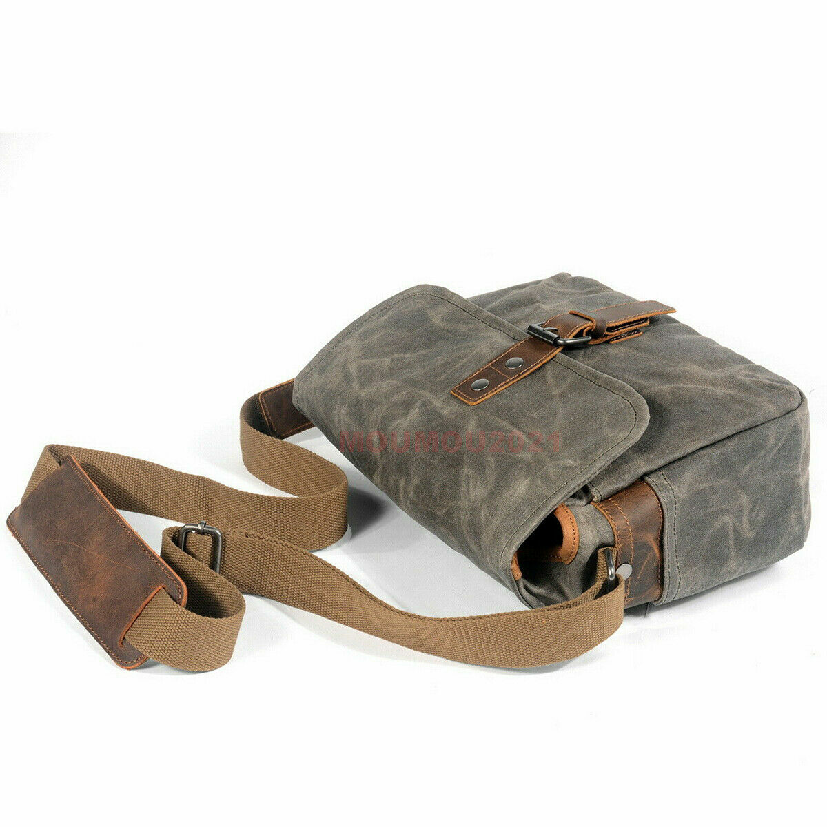 Vintage Waterproof Canvas Leather Trim DSLR SLR Shockproof Camera Messenger Bag