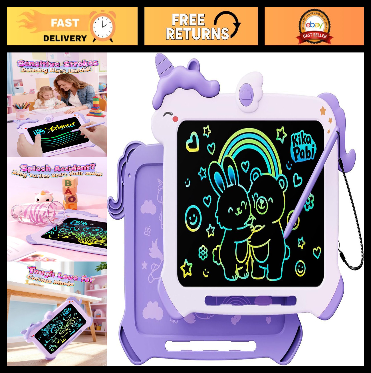 8.5" LCD Writing Tablet for Kids - Unicorn Gift, Educational Travel Toy for Ages