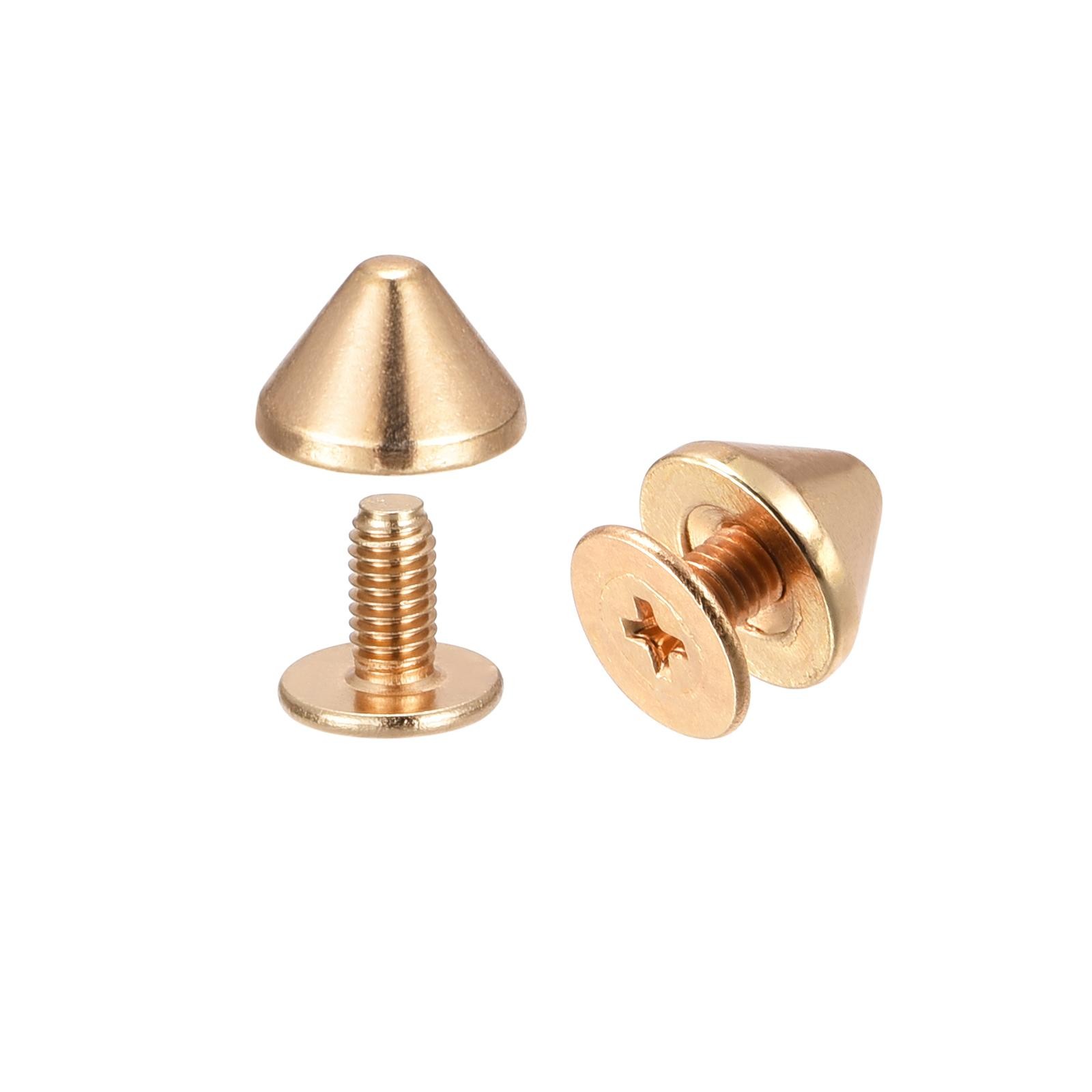 9x6mm Screw Back Rivets, 20 Sets Solid Leather Studs for DIY Gold Tone