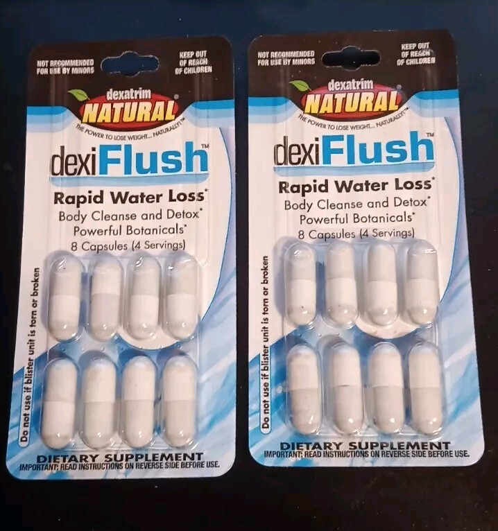 Dexi Flush Dexatrim Natural Rapid Water Loss Body Cleanse & Detox Pills 2 Pack