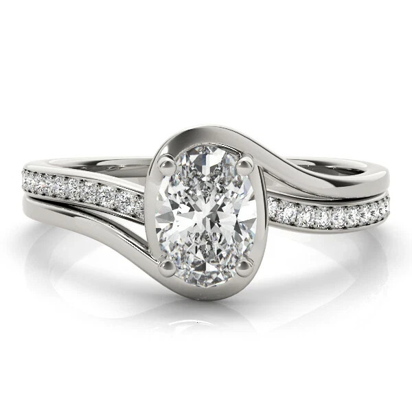 Oval Cut 2.20 Ct VVS1 Diamond Lab-Created Engagement Ring 14K White Gold Plated