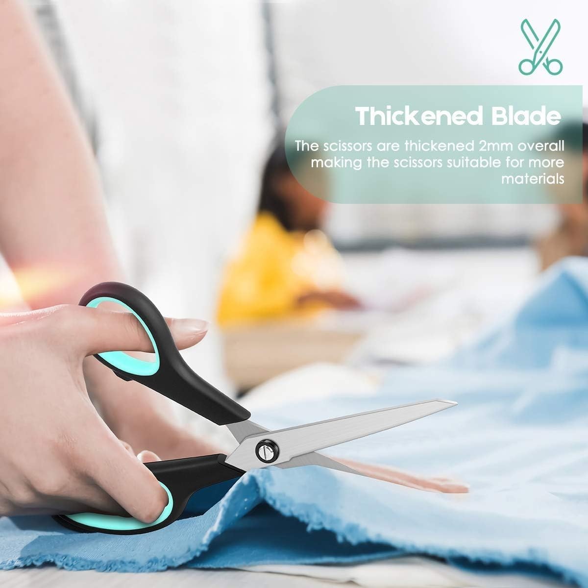3-Pack 8" Heavy Duty Scissors with Ultra Sharp Blades and Comfort Grip Handle...
