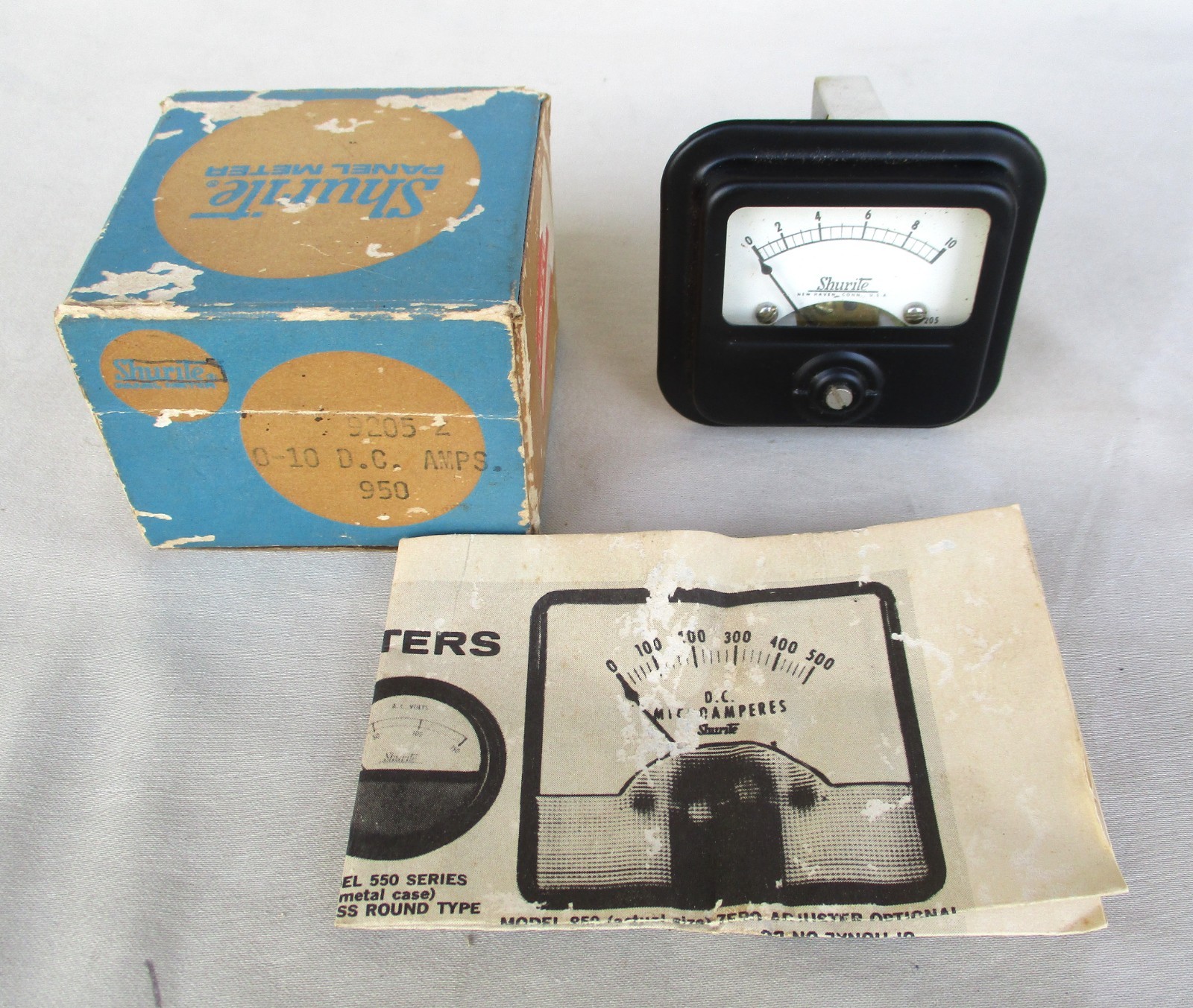 Shurite Model 9205-Z 0-10 DC Amperes  Panel Meter NOS In The Box