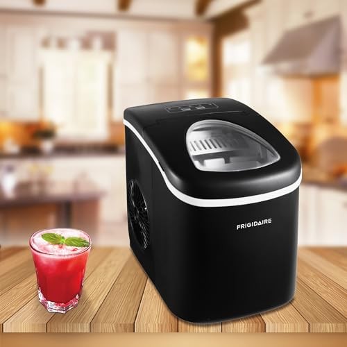 EFIC101-BLACK Ice Maker Machine for Countertop, 26 lbs, Adjustable Ice Black