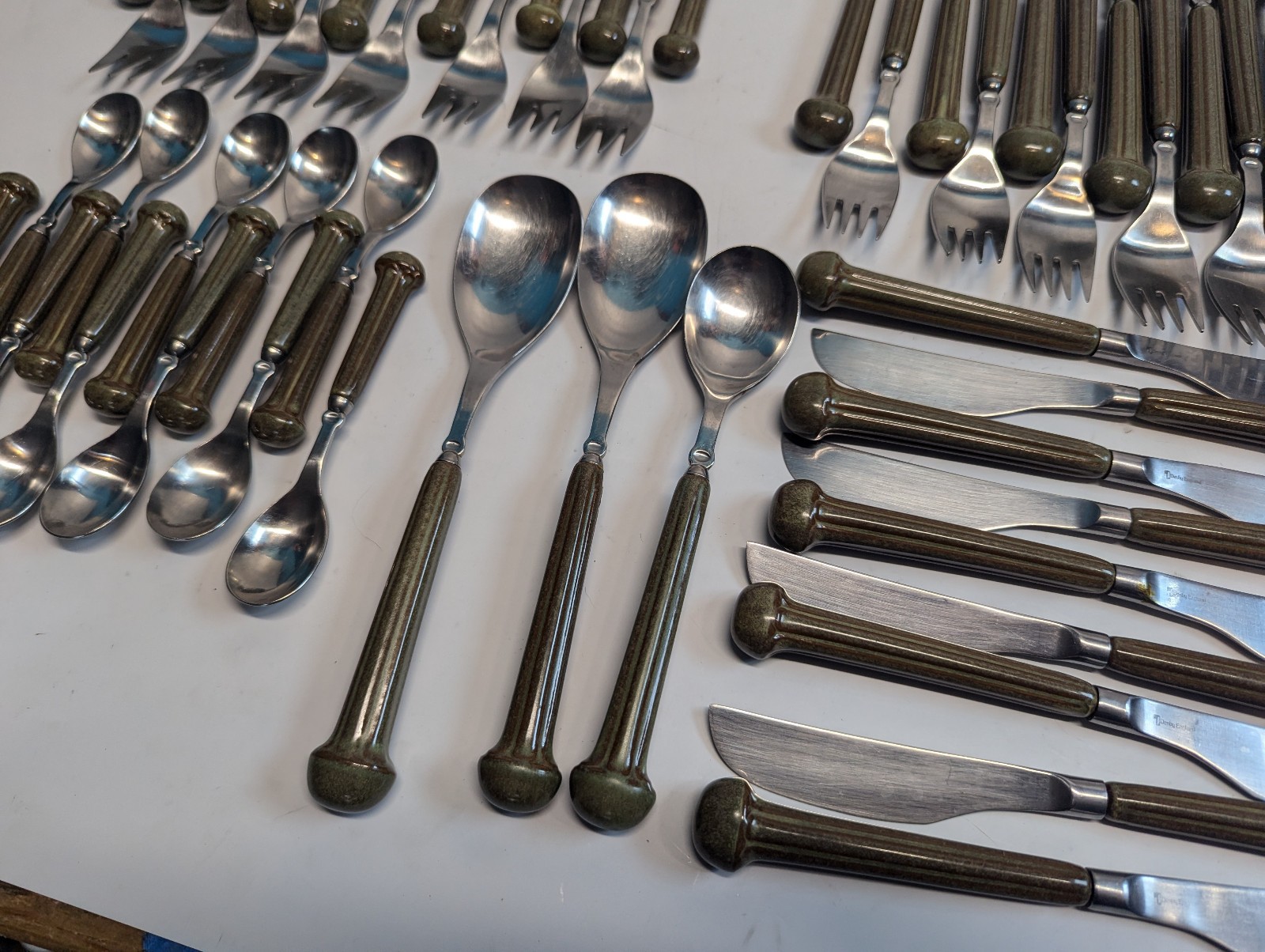 Vintage 52 Pc Denby Sherwood Green Silverware Set