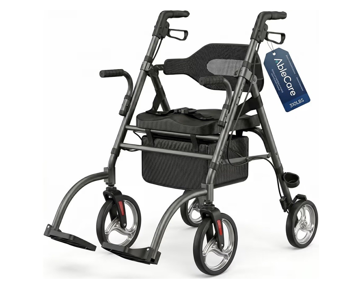 AbleCare 2-in-1 Rollator Walker Transport Chair Open Box 310 lb Lightweight