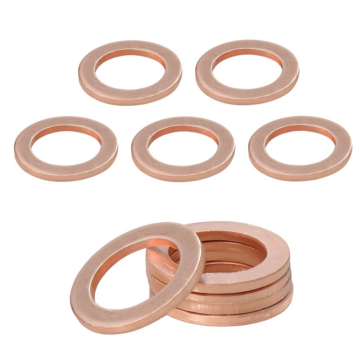 povtii 10 PCS Oil Drain Plug Gasket, 14mm Copper Crush Washer 10PCS