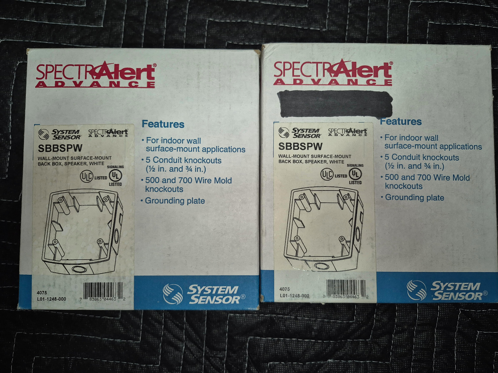 system sensor sbbspw back box (Two pack 2 total) new