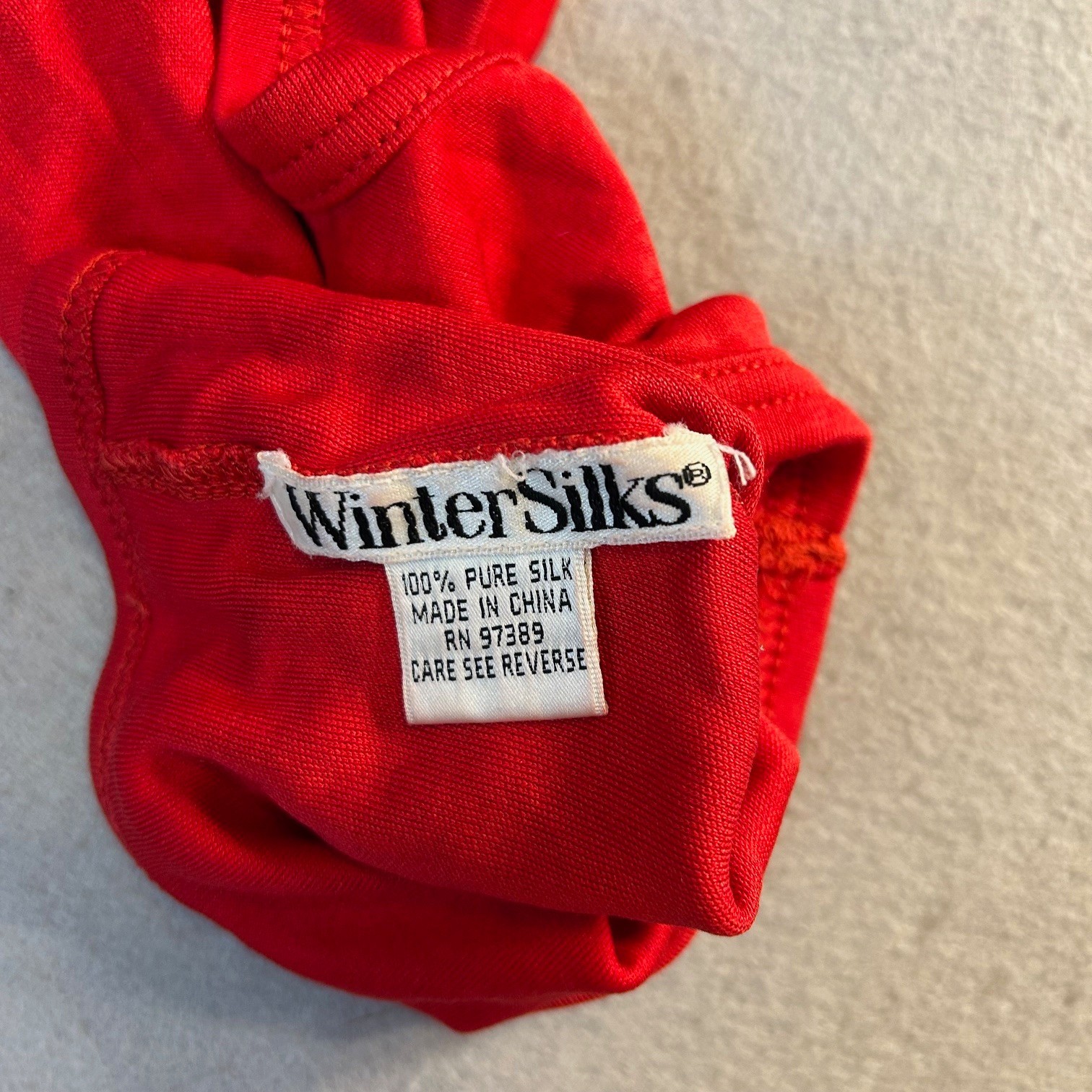 Vintage Winter Silks Full Face Mask Sun Hood Ski Mask Red 100% Silk Soft Light