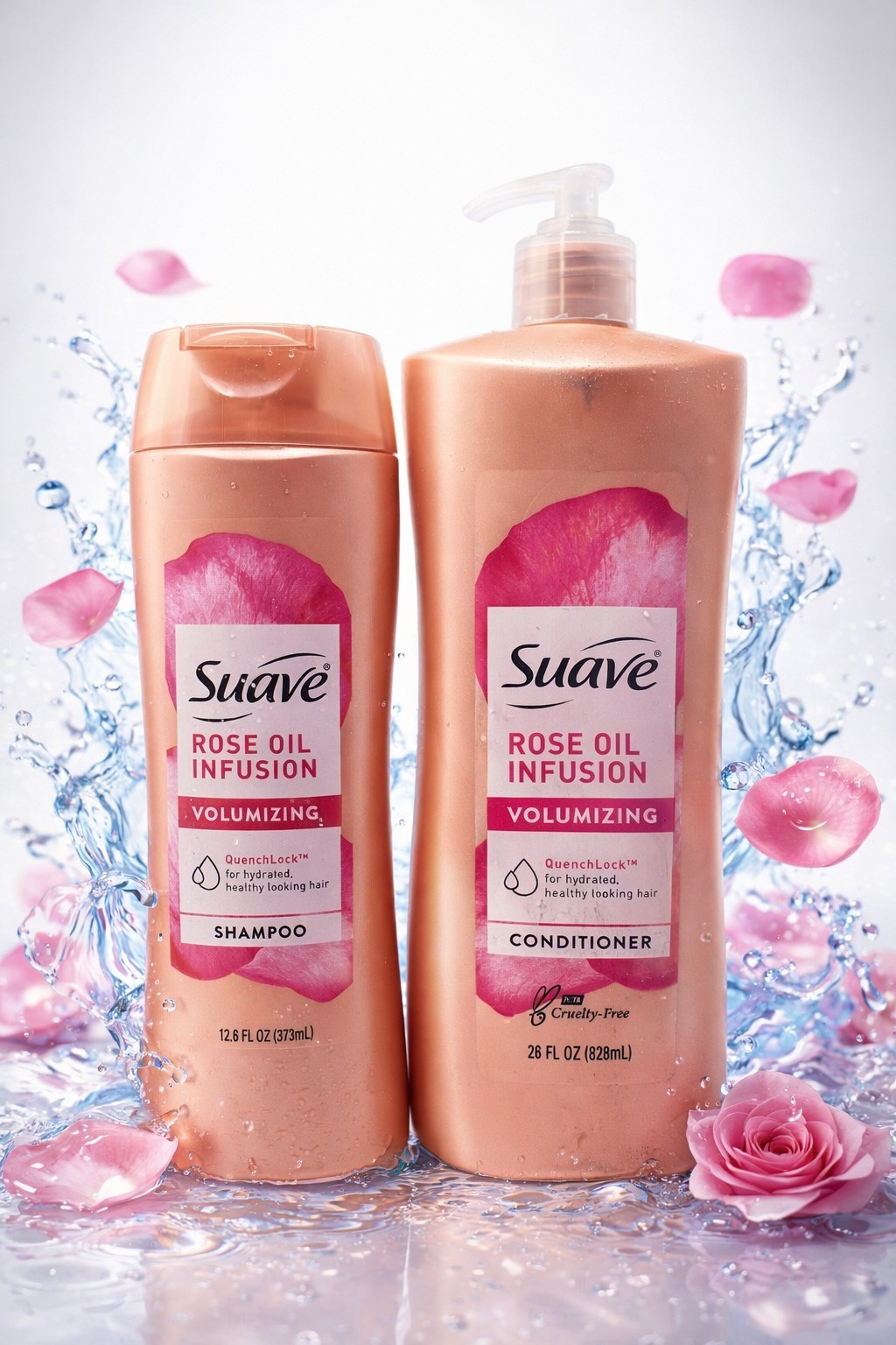 Suave Rose Oil Infusion Shampoo & Conditioner Set Volumizing Hair Care 12.6/28oz