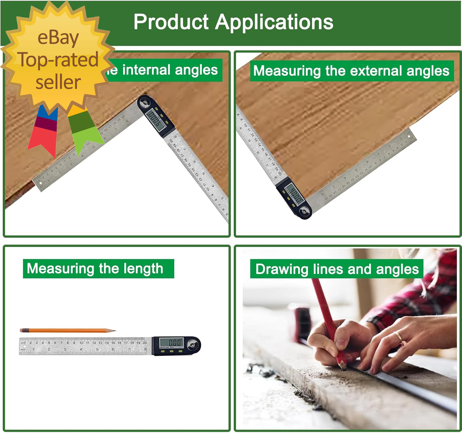 8 Inch Digital Angle Finder Stainless Steel Digital Protractor Angle Ruler