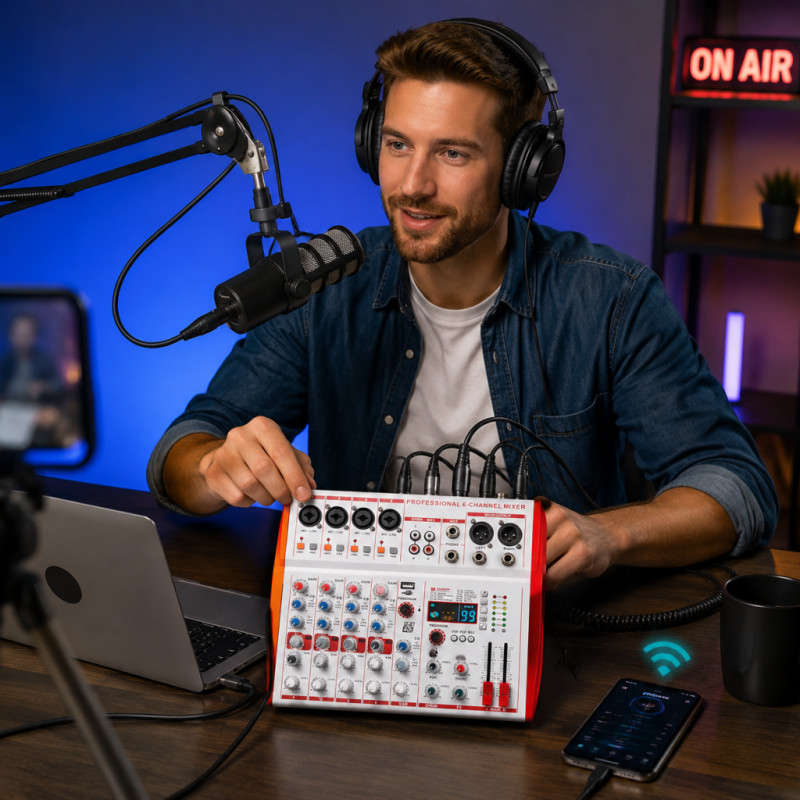 6-channel professional mixer with 99 types of DSP effects / Bluetooth 5.0 / USB