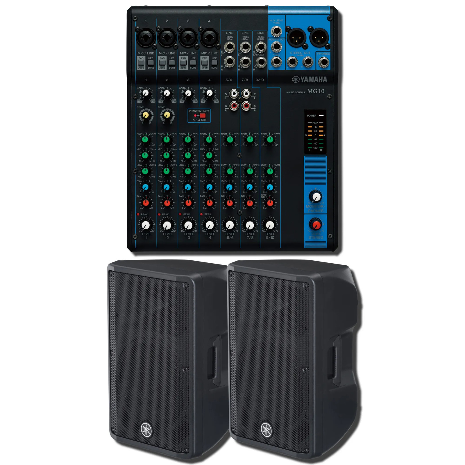 Yamaha MG10 10-Channel Analog Mixing Console with 2x DBR12