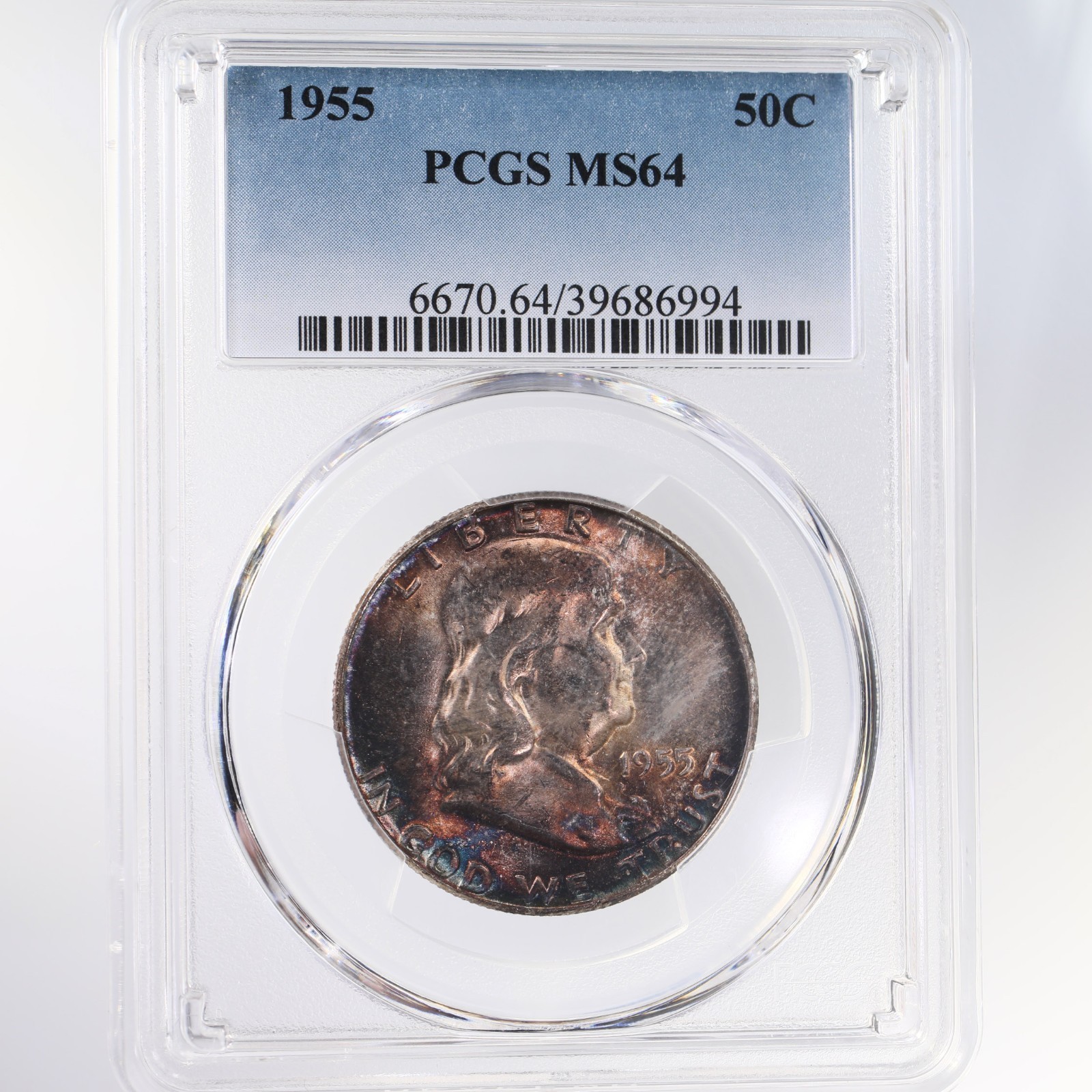1955 Franklin 50C PCGS Certified MS64 Toned