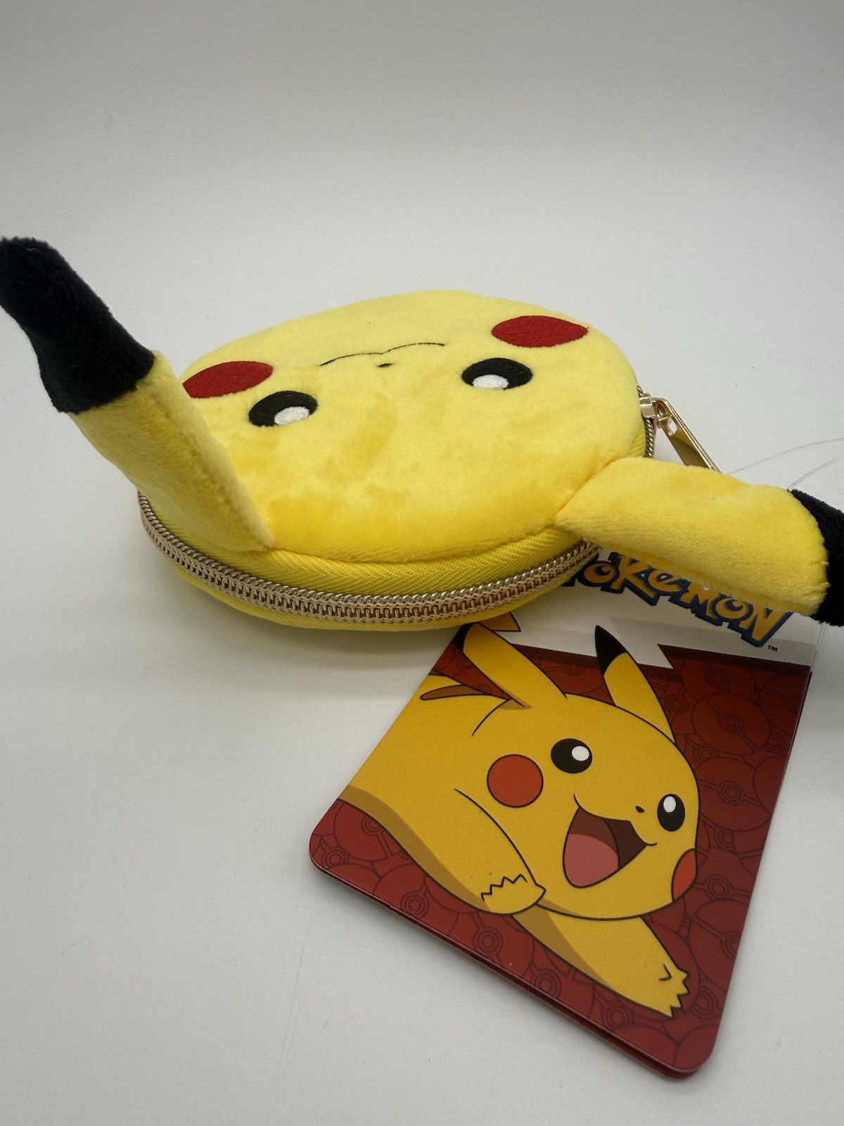 Pokemon Bioworld 2025 Plush Pikachu Small 5" Zipper Pouch Coin Purse Yellow New