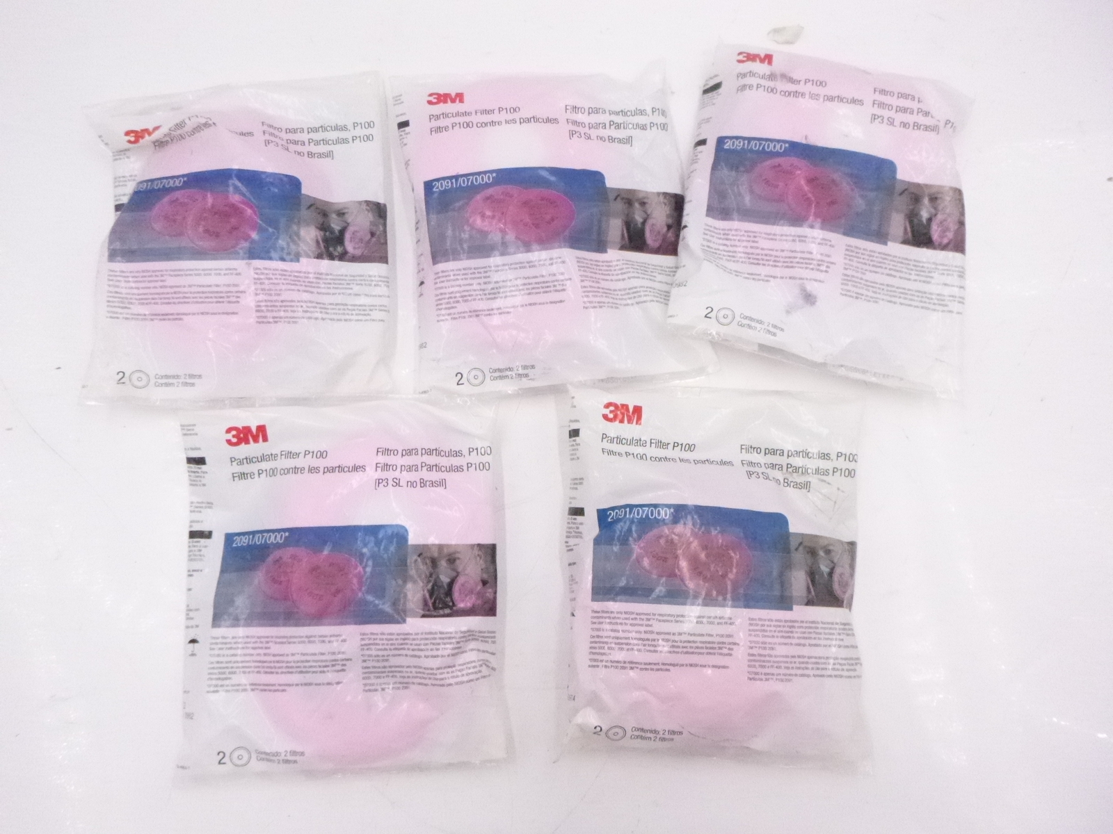 5 Pairs Of 3M Particulate Mask Filters P100 2091 2/Pack 10 Total EXP: 7/2022