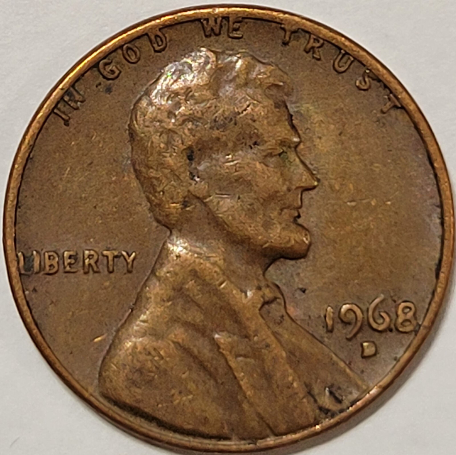 1968 D Lincoln Memerial Penny Rare Mint Mark D Error Obverse Reverse