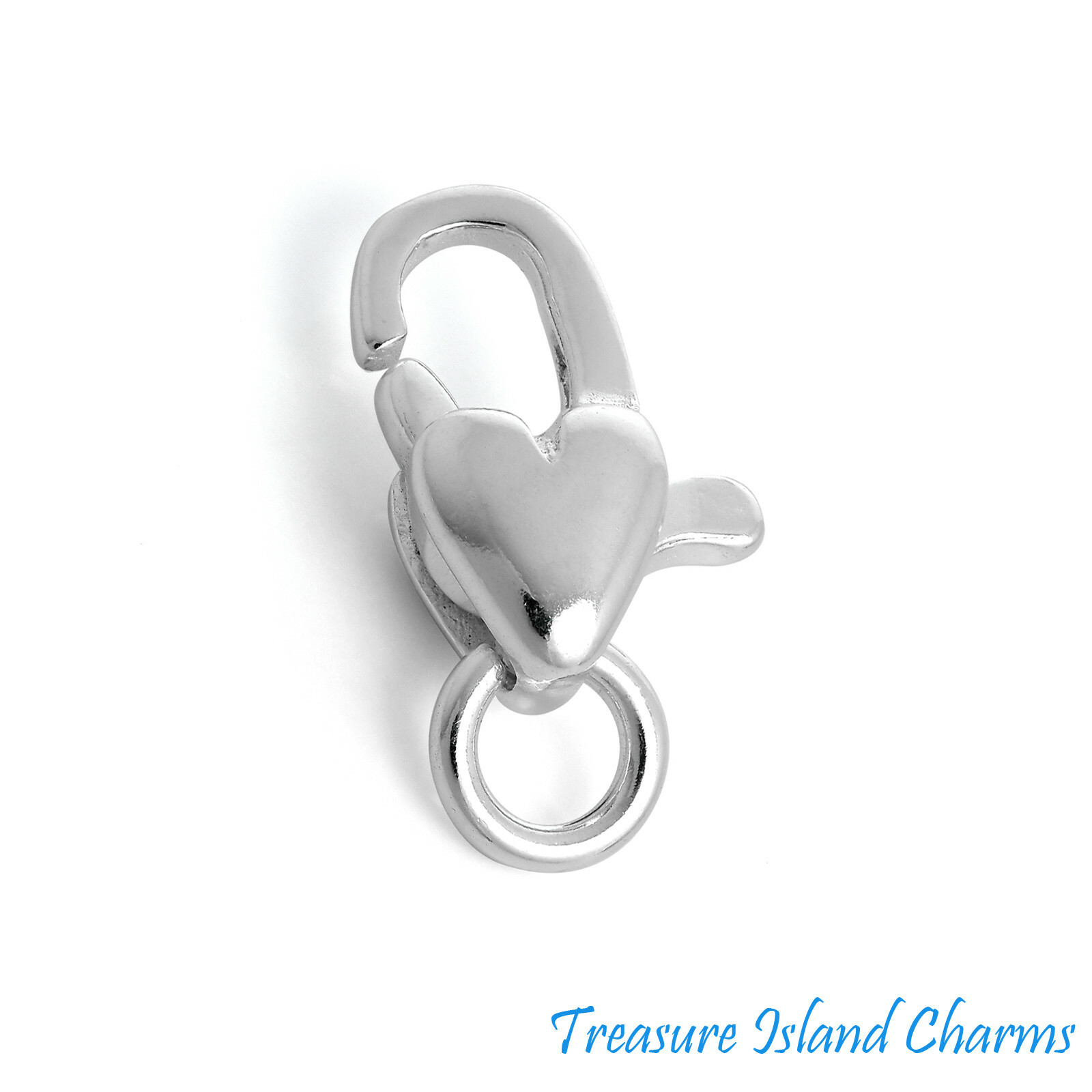 10 Pcs Heart-Shaped 925 Solid Sterling Silver Lobster Clasp 12 x 7 mm Set of 10