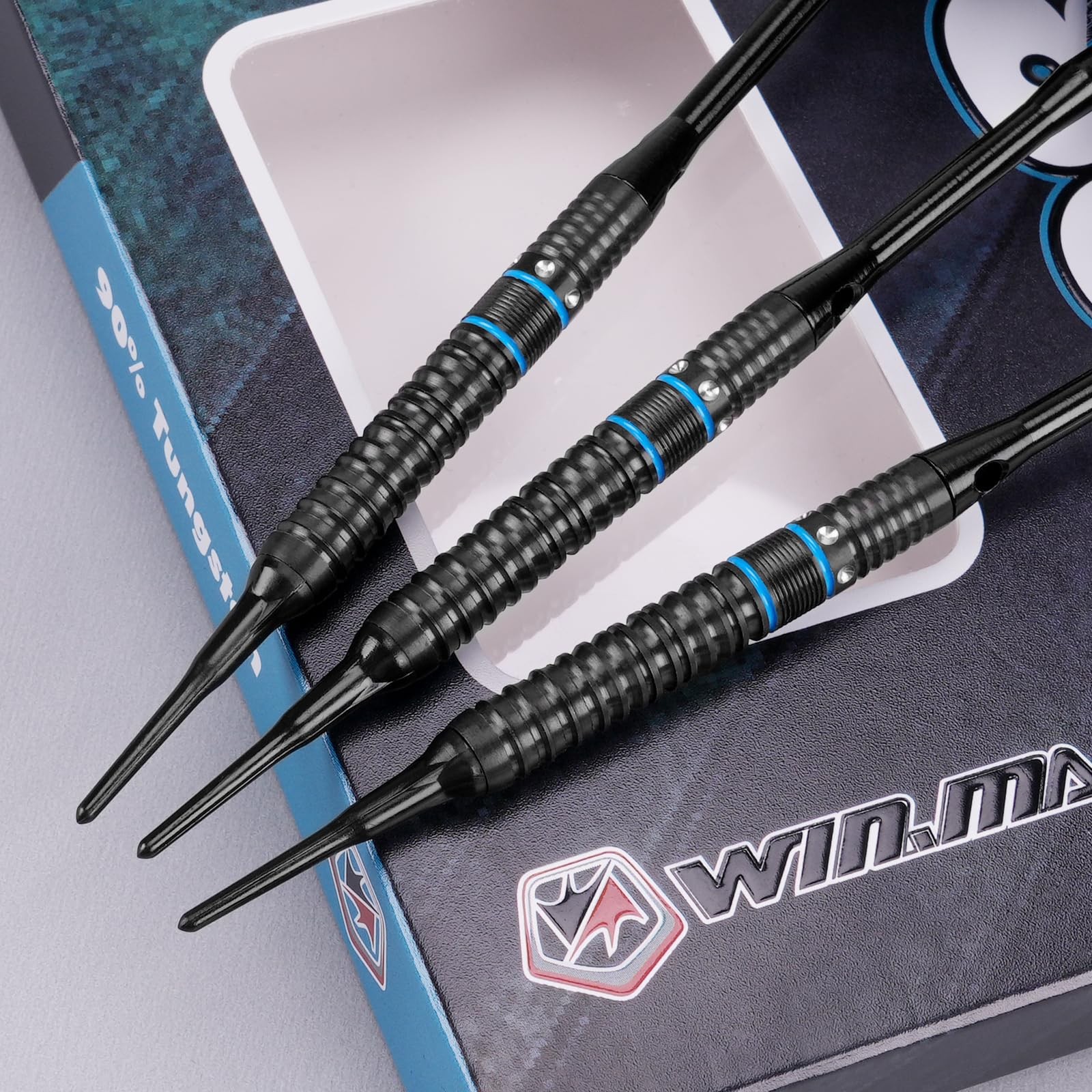 WIN.MAX Darts Soft Tip Set - 90% Tungsten 24G, Black