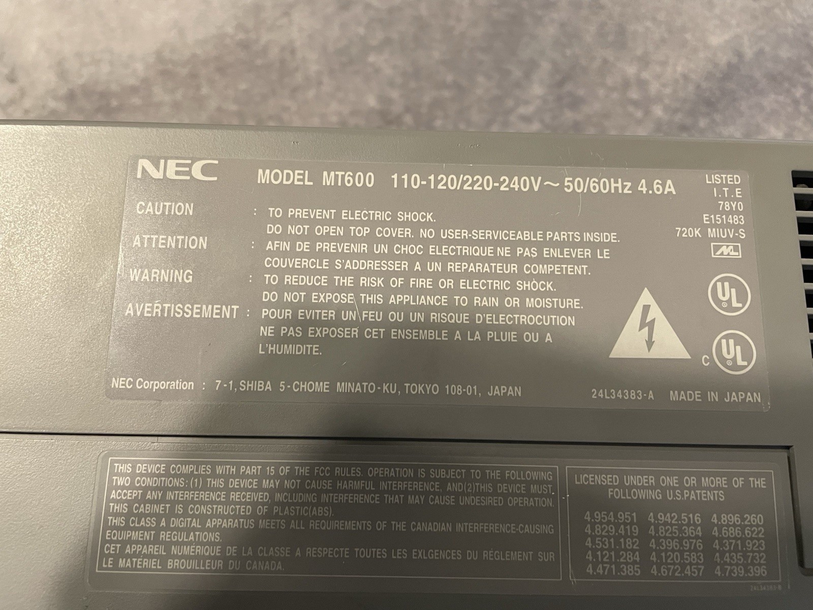 *Used* Vintage NEC MultiSync MT600 Projector