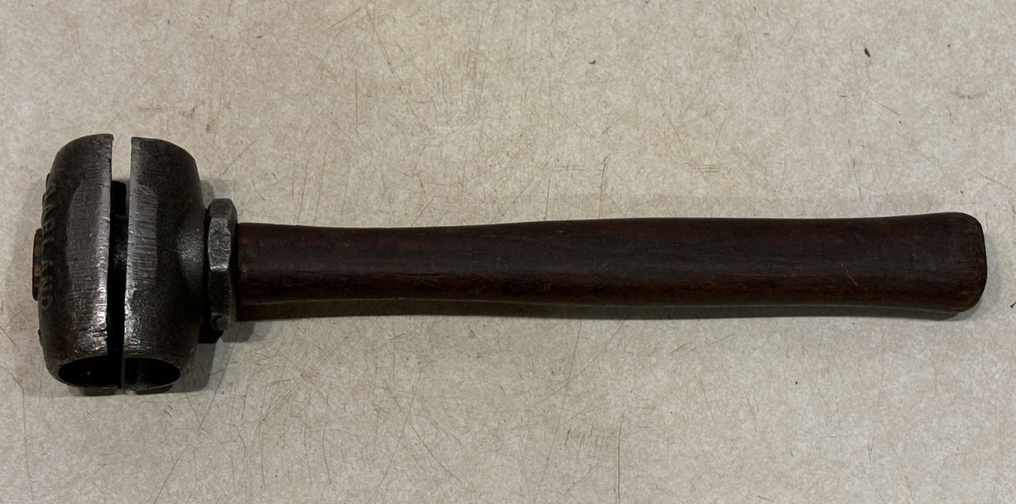 VTG Garland No 2 Leather Split Head Mallet Hammer Saco Maine Missing Rawhide