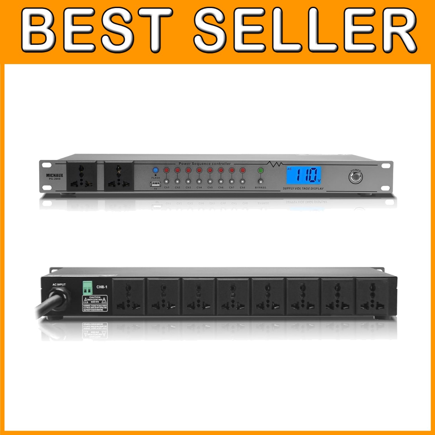 Rack Mount Sequencer Surge Protector 2000W 10 Outlets-