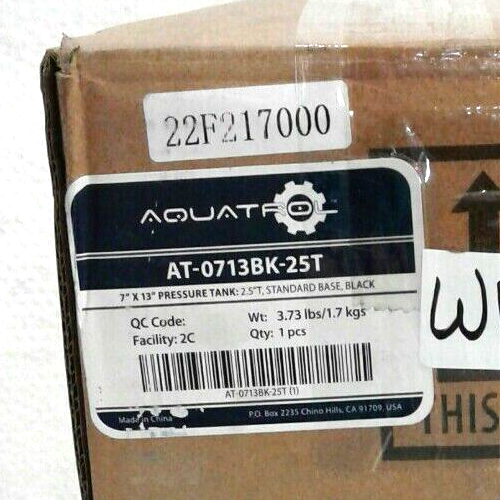 Aquatrol AT-0713BK-25T 7"x13"Pressure Tank 2.5"T Connection Standard Base Black