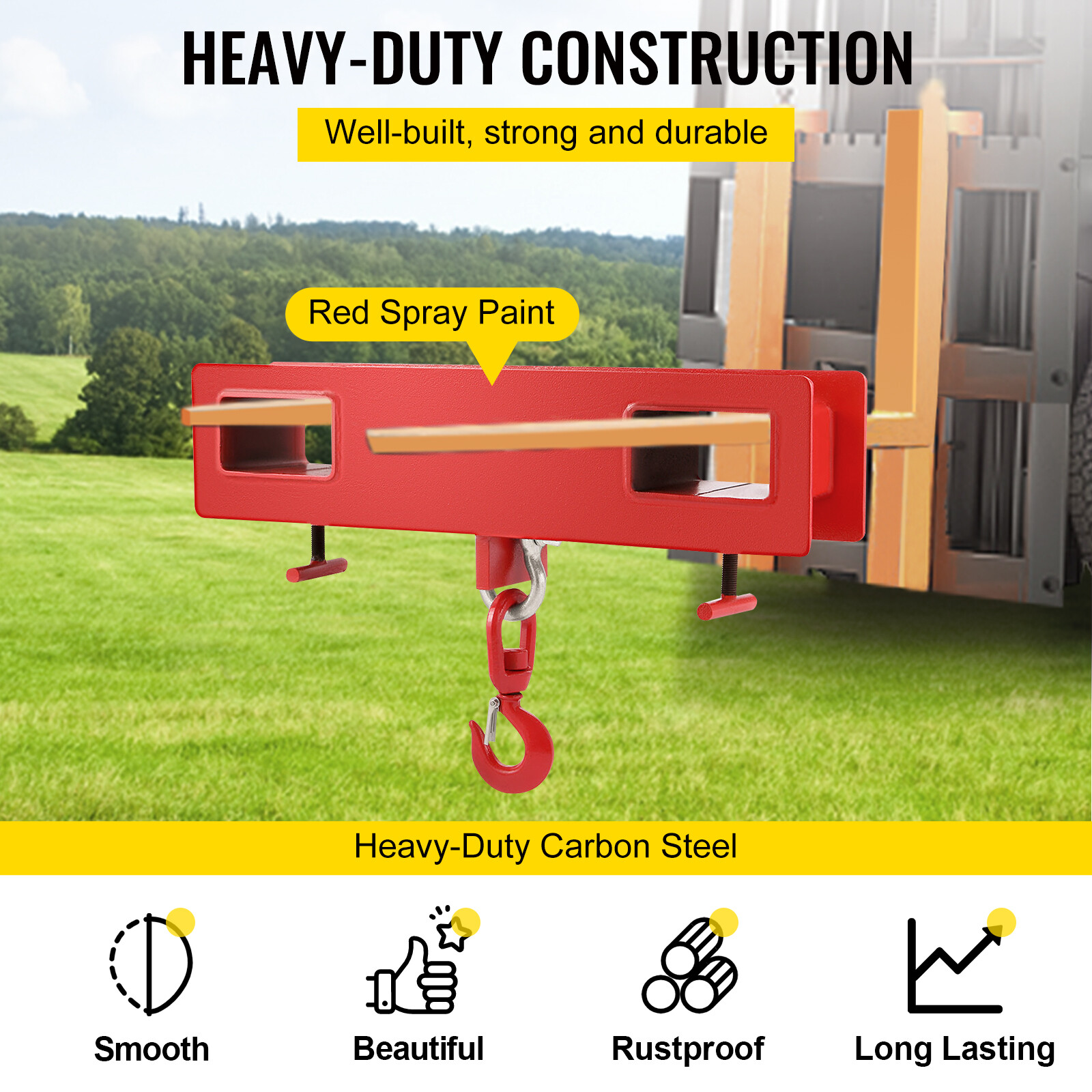 VEVOR Forklift Lifting Hook Lifting Hoist Crane Hook 4400 lbs Adjustable