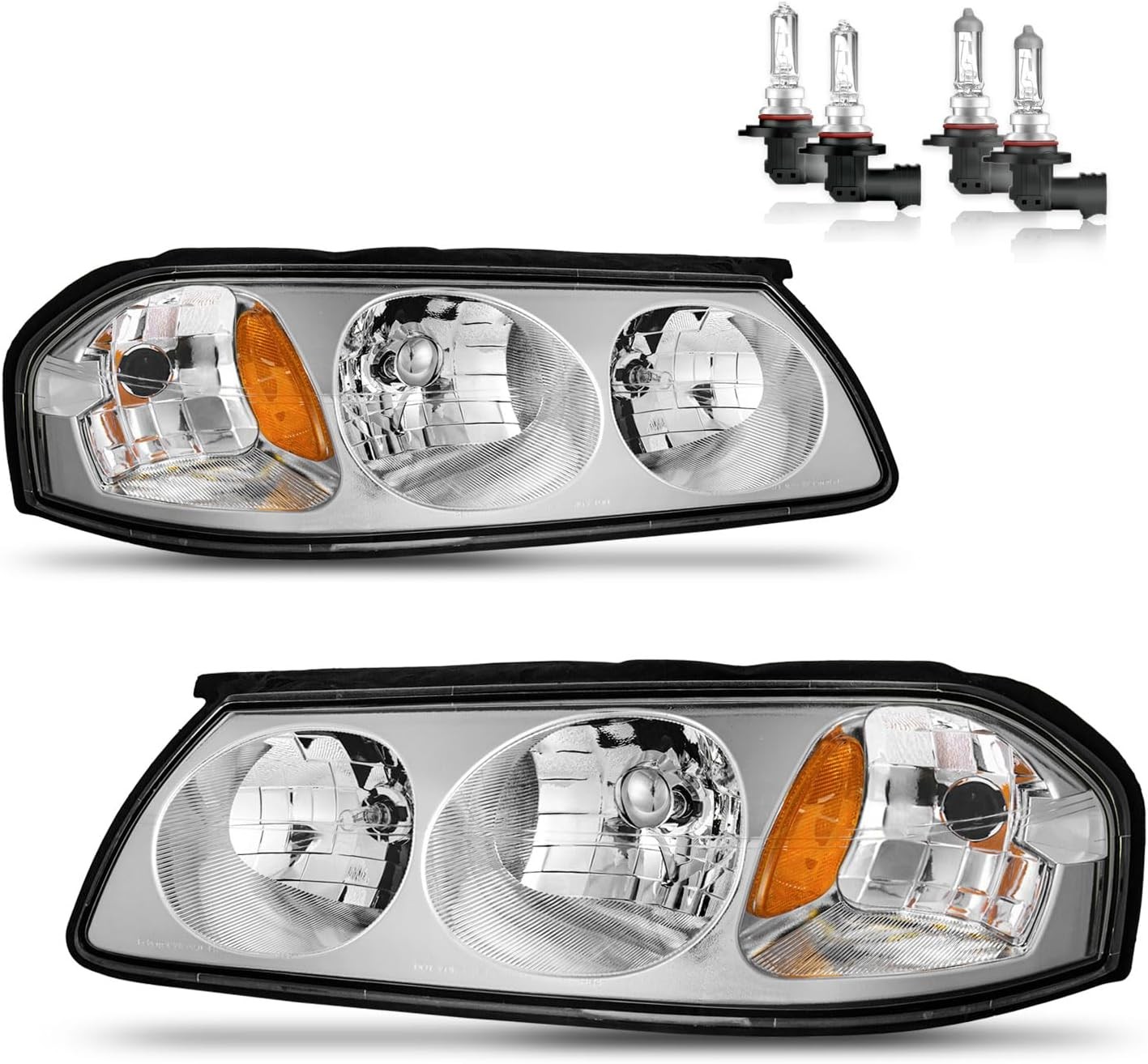 Headlights Assembly with Bulbs for 2000-2005 Chevy Impala Headlamp Replacemen...