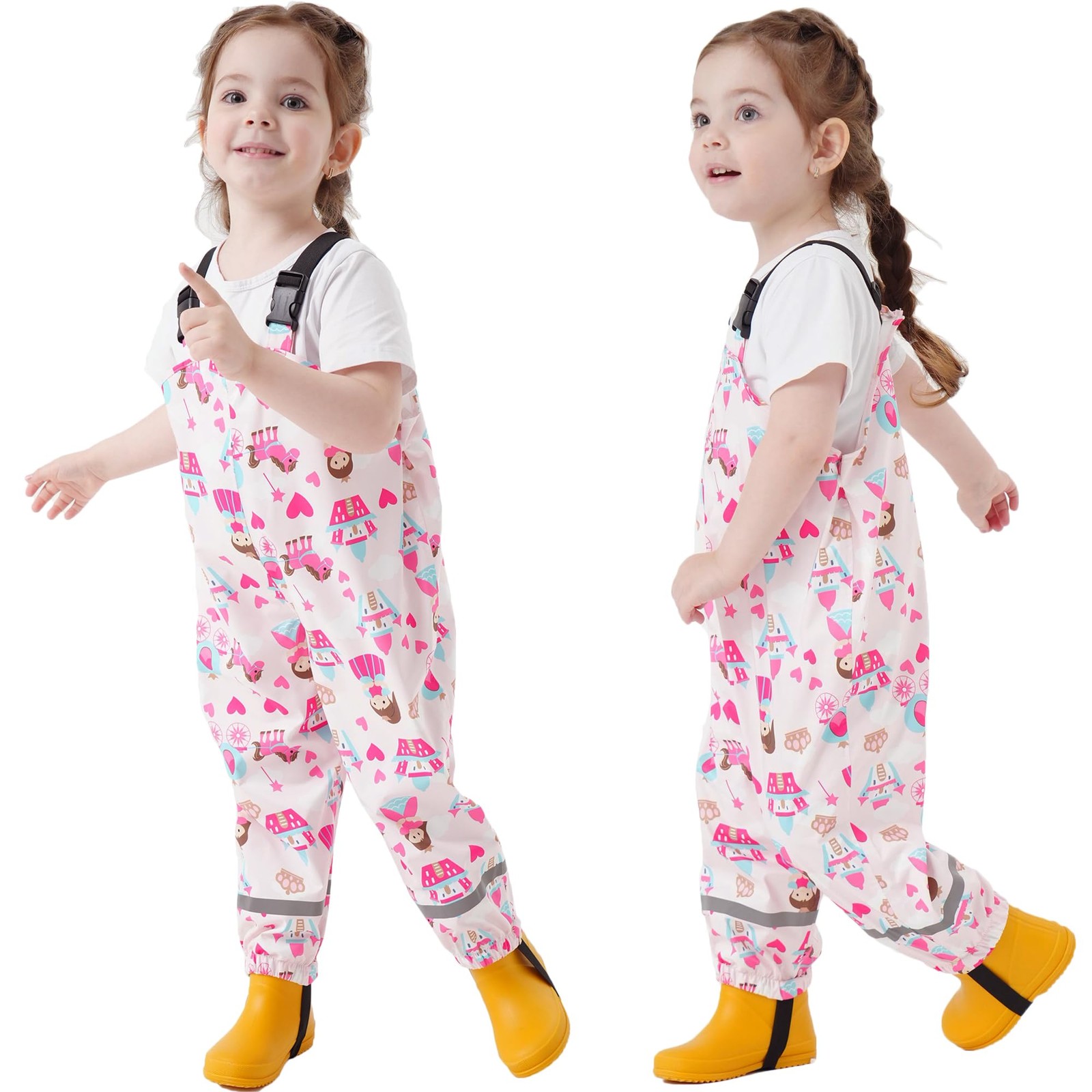 Toddler Kid Waterproof Rain Bib Pant Overall Trousers Lightweight Mudwear
