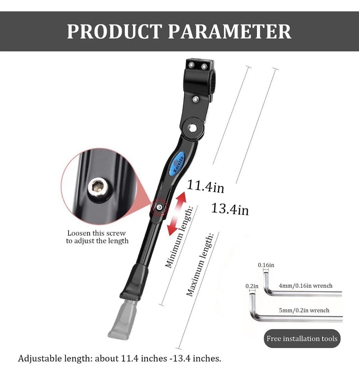 Karetto Bike Kickstand Adjustable Rear Side Aluminum Alloy Adults Road Bicycles