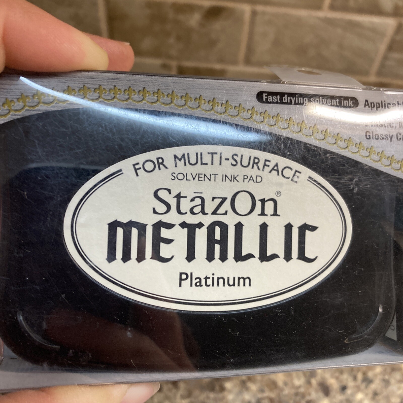 Tsukineko Stazon Metallic Fast Drying Solvent Ink Pad & Refill - NEW Platinum