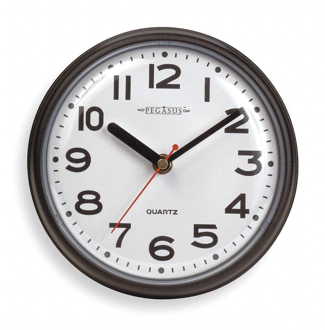GRAINGER APPROVED Analog Clock, 7 in Dia, Black
