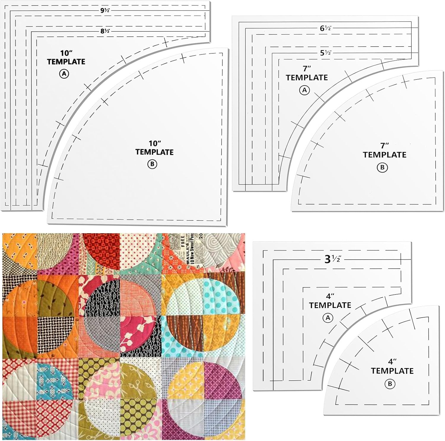 3 Set Drunkards Path Quilting Templates Large Quilting Rulers and Templates for