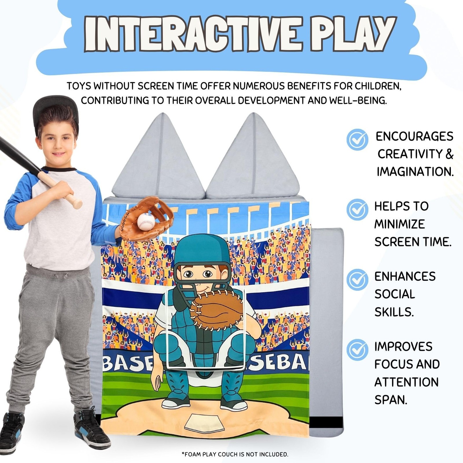 Play Panel for Childrens Foam Sofa Couch (Baseball)