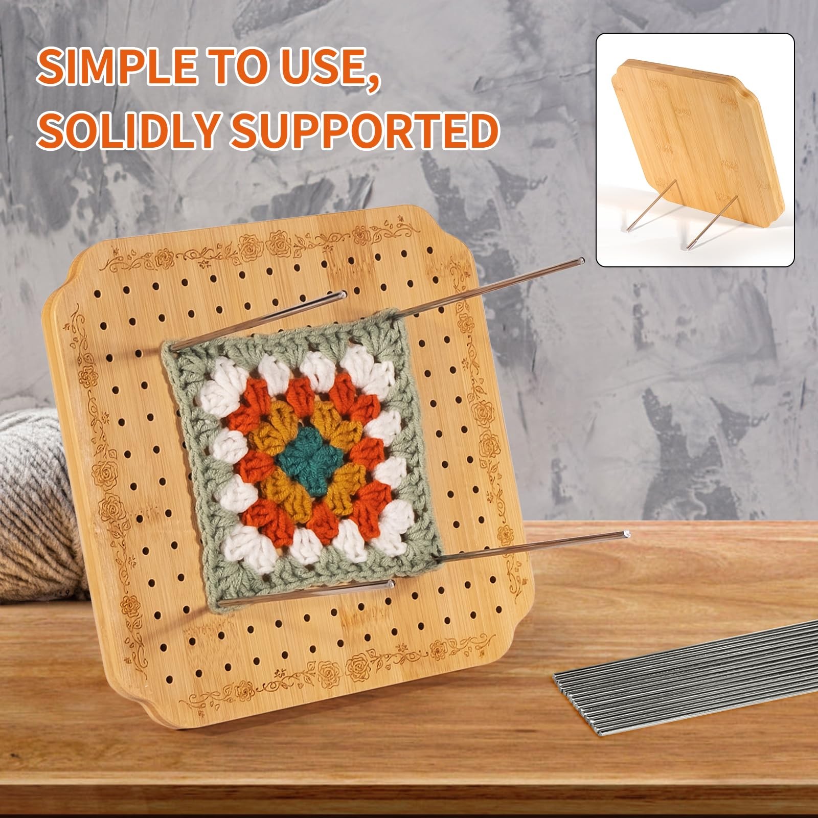 7.6 in Blocking Boards for Crochet Projects with Rose Pattern, Crochet Blocki...