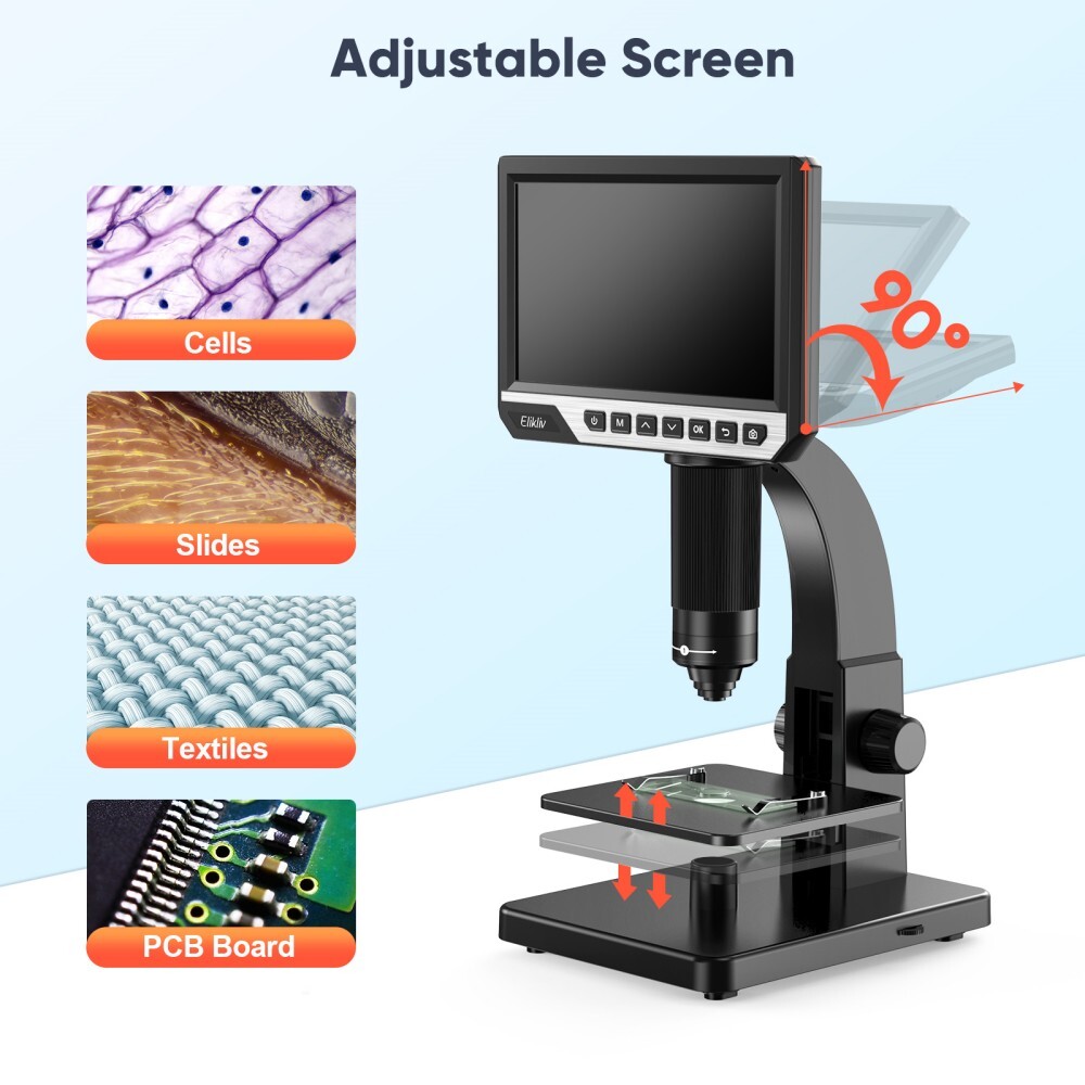 Elikliv 2000X Biological Digital Microscope 7" LCD Remote Control for Computer