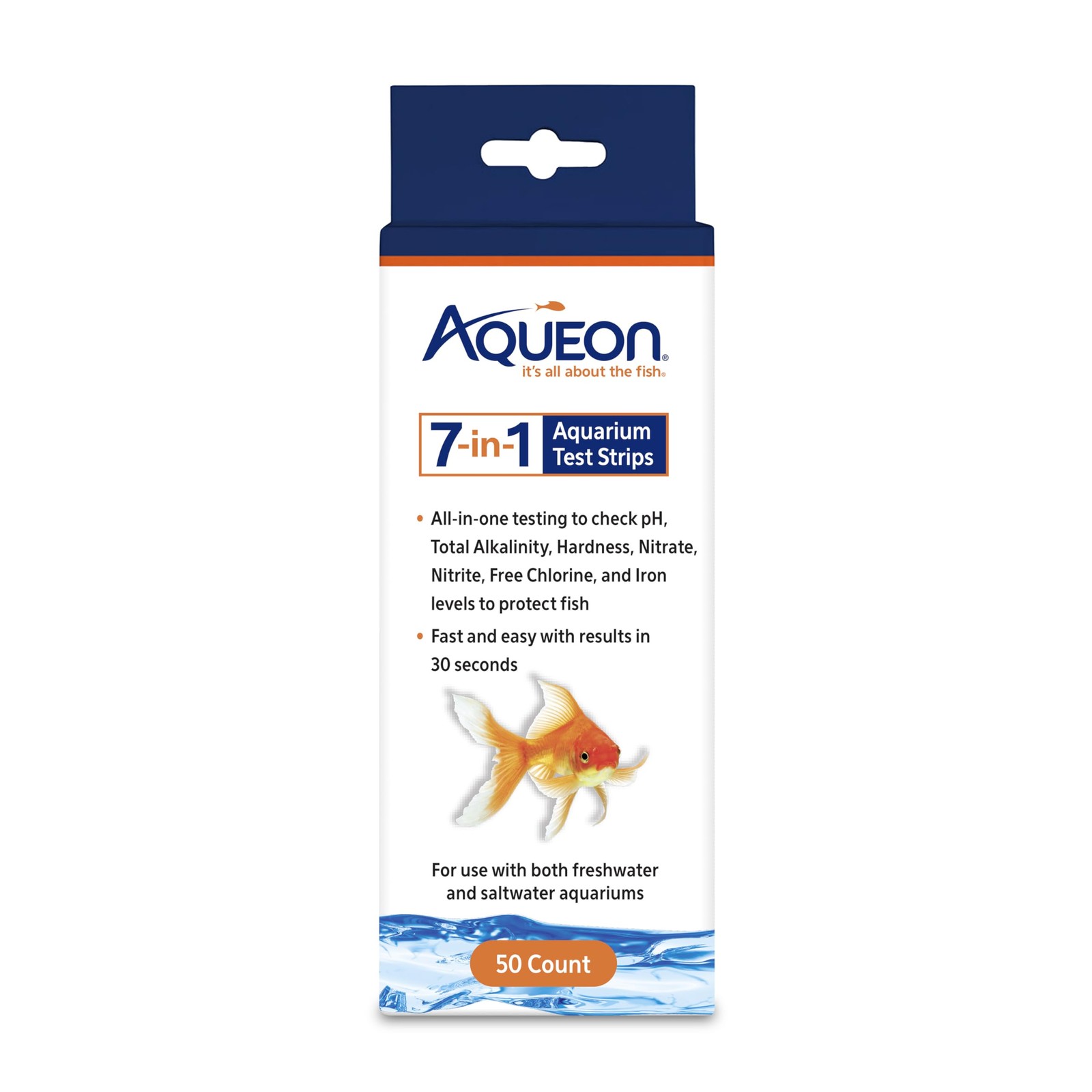 Aqueon 7-in-1 Aquarium Test Strips, Fast Results for pH, Total 50 Count