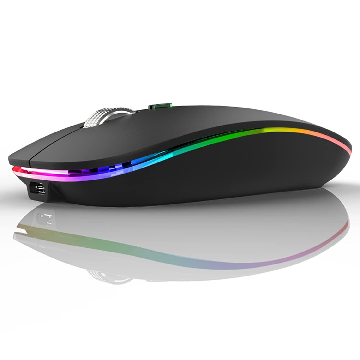 Wireless Bluetooth Mouse, LED Slim (Bluetooth 5.1/5.0 + USB) 2.4GHz Rechargea