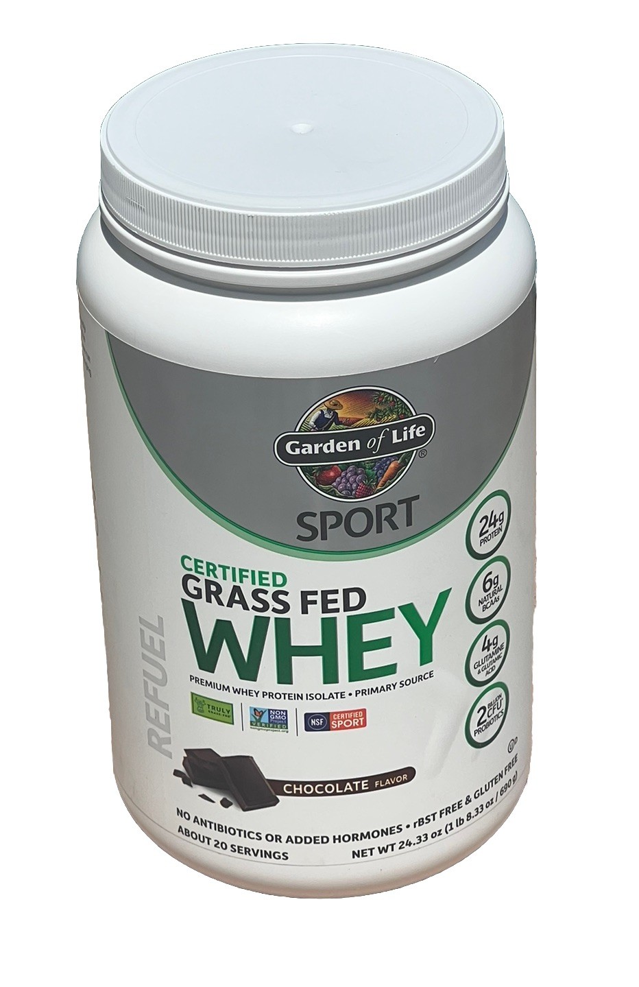 Garden of Life Sport Certified Grass Fed Whey Protein - Chocolate 9/2026 24.33oz