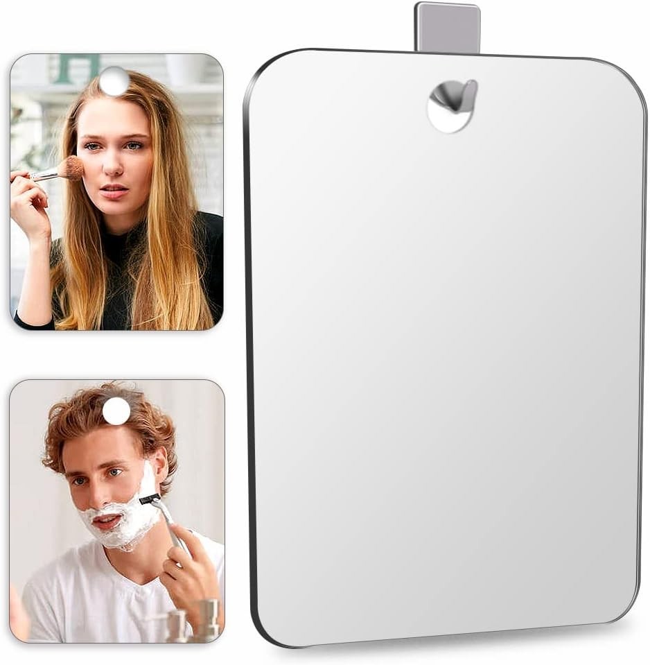Shatterproof Shower Mirror Fogless for Shaving(2 Pack,Larger 10.7X8 Ih)43% than