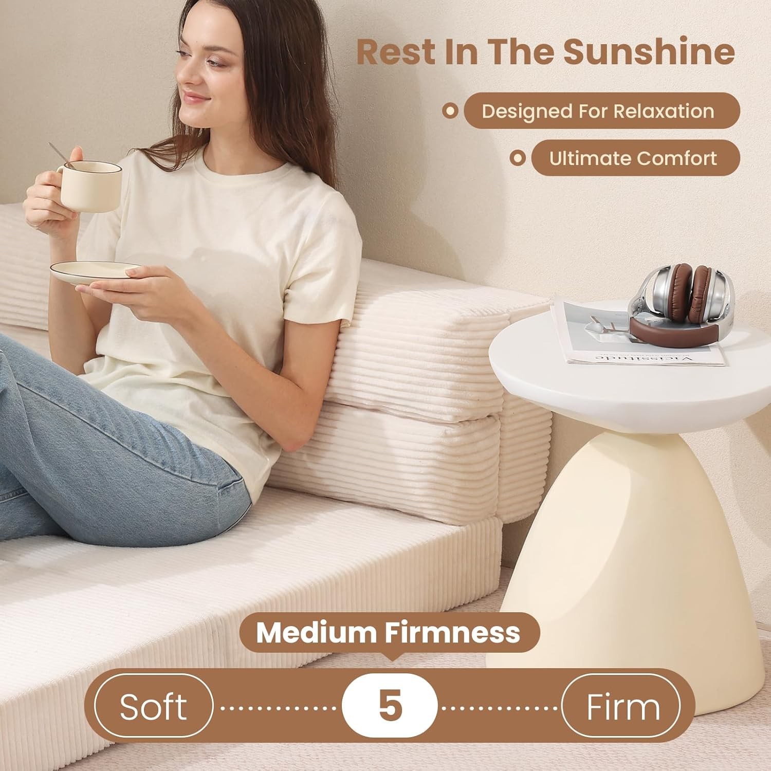 Folding Sofa Bed Convertible Sleeper Chair W/ Pilow Foldable Matress 2 in 1 Pull