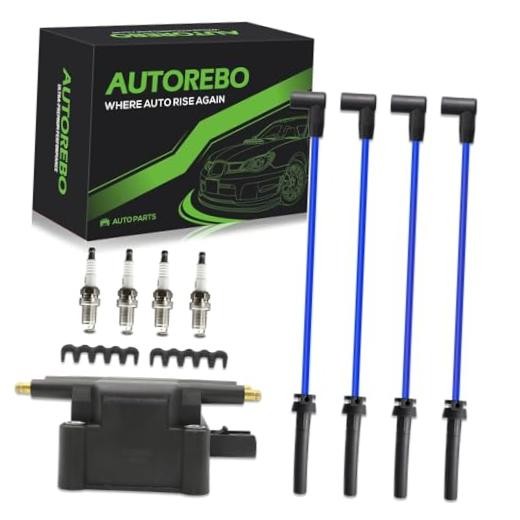 Set of 1 Ignition Coils Pack UF758 12137510738 with 4 Iridium Spark Plugs and