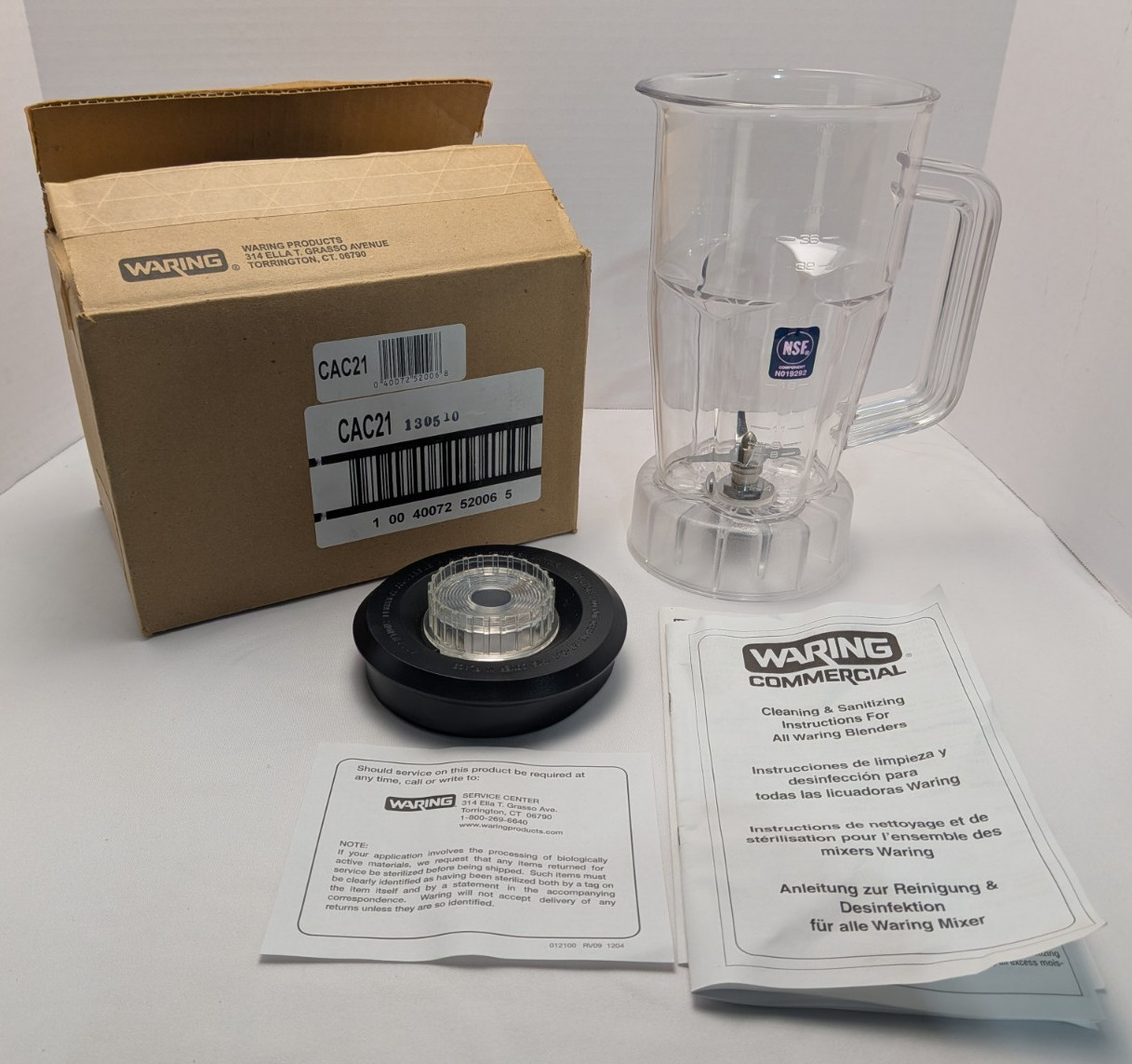 WARING COMMERCIAL CAC21 - Copolyester Container w/ Blade Assembly & Lid 48 Oz