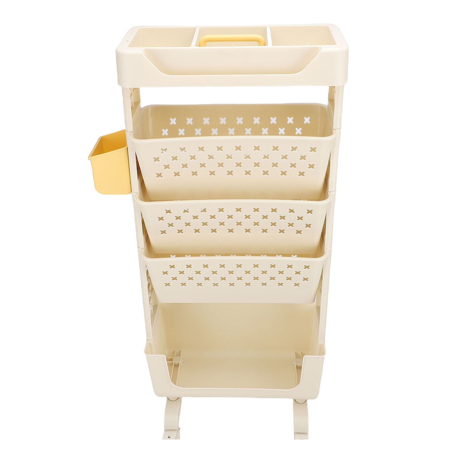 Rolling Book Cart 5 Tier Multi Functional Movable Storage Book Rack White