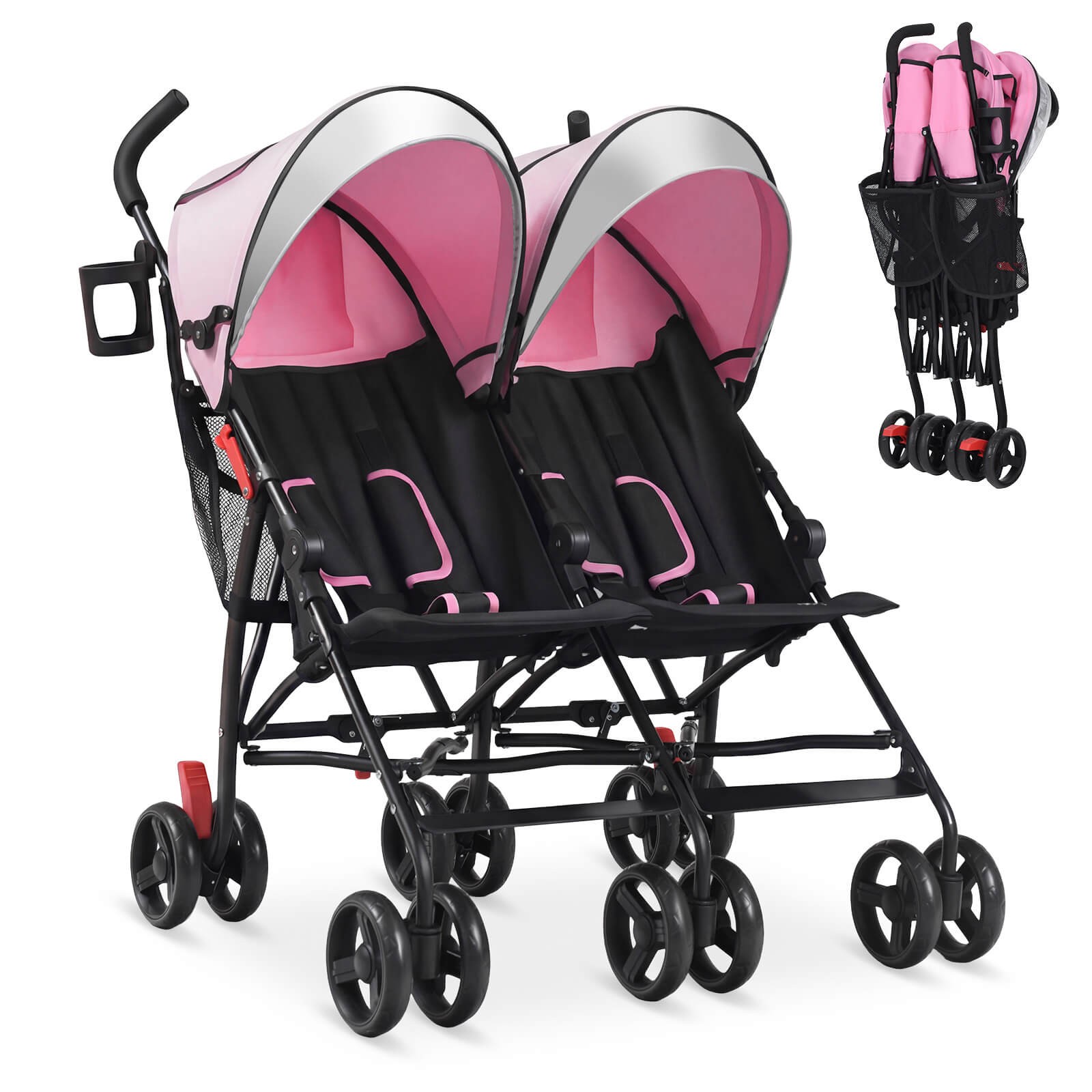Foldable Twin Baby Double Stroller Kids Ultralight Umbrella Stroller Pushchair
