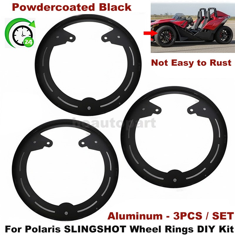 3PCS For POLARIS SLINGSHOT Wheel Rings DYI Kit - LED's RAW Aluminum Powdercoated