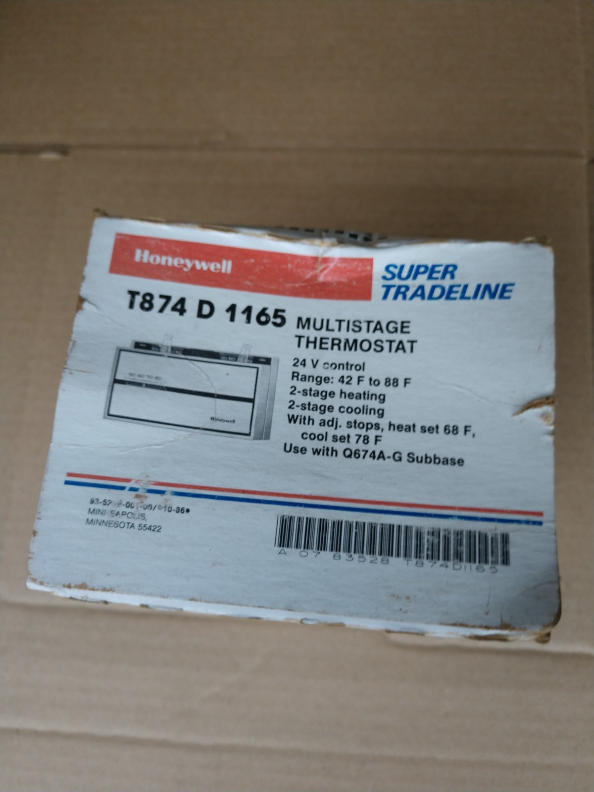 Honeywell T874D-1165 Thermostat Heat And Cool Multistage BRAND NEW NOS