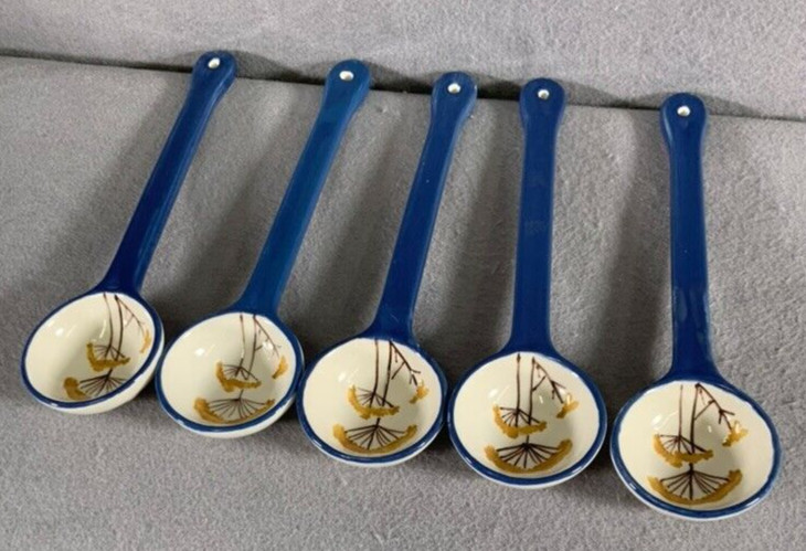 Vintage Ceramic Serving Spoons Ladle Lot of 5 Wall Decoration Farm House Decor