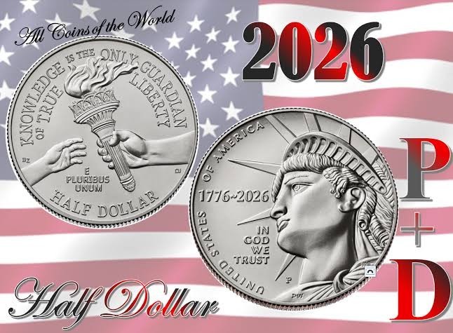 2026 P and D Enduring Liberty Half Dollar Set BU America 250 1776-2026